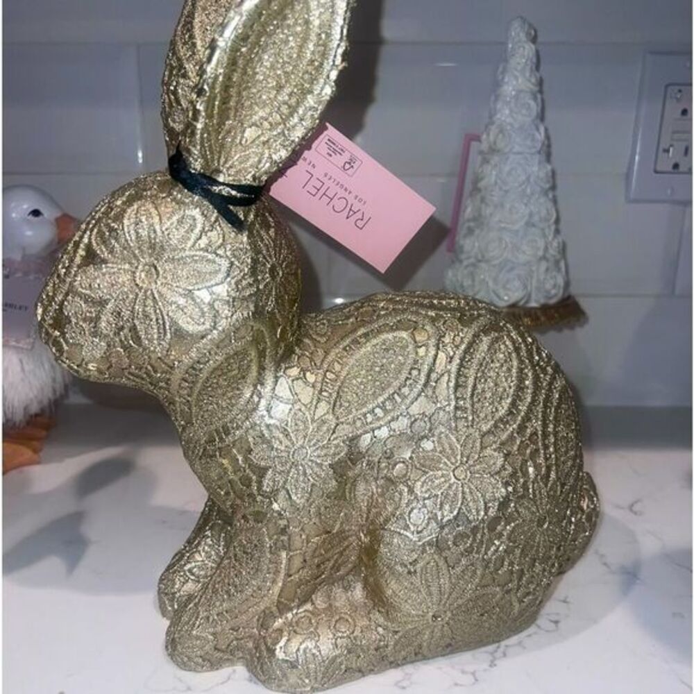 Tik Tok Viral Rachel Zoe Gold Floral Lace Easter Bunny Rabbit
